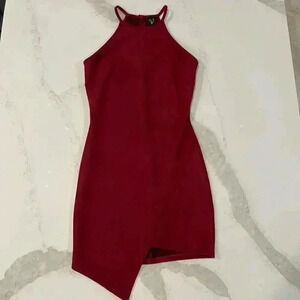 Windsor Asymmetrical Burgundy Velvet Body Con Dress Women’s Size Small